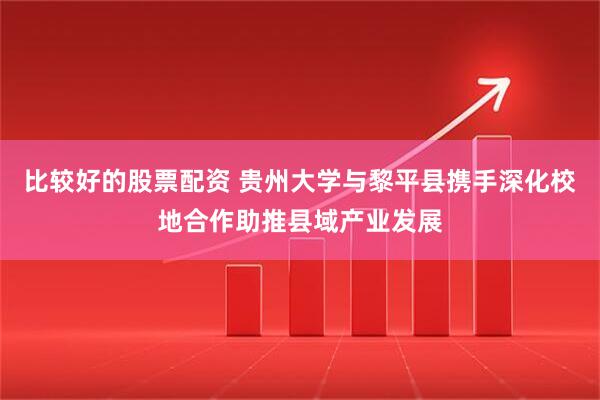 比较好的股票配资 贵州大学与黎平县携手深化校地合作助推县域产业发展